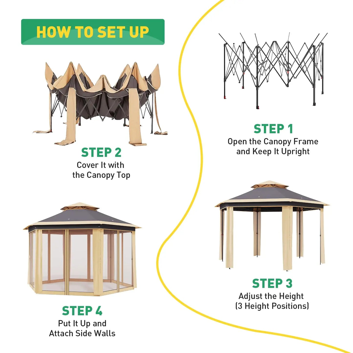 HiMISS Pop Up Gazebo With Mosquito Netting And Double Roof