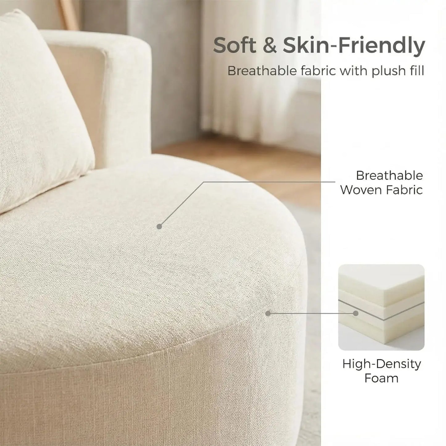 Chenille Barrel Chair With High Resilience Sponge For Living Room