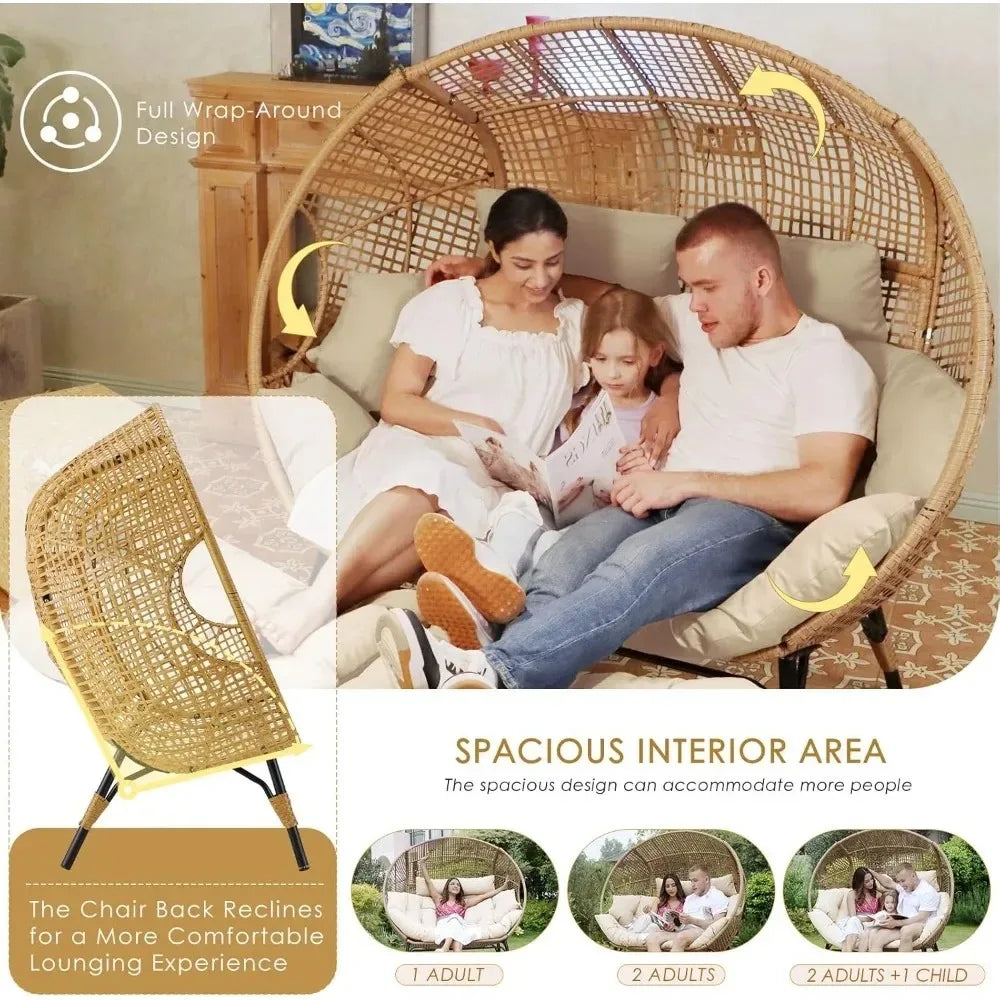 Double Egg Chair Outdoor Lounge For Two Persons Patio