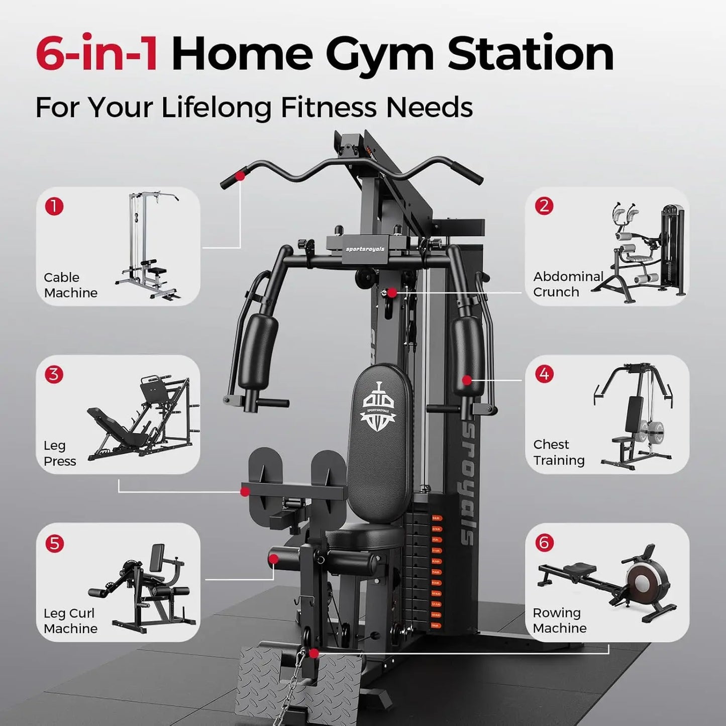 FED Fitness Home Gym System With Weight Stack And Pulley