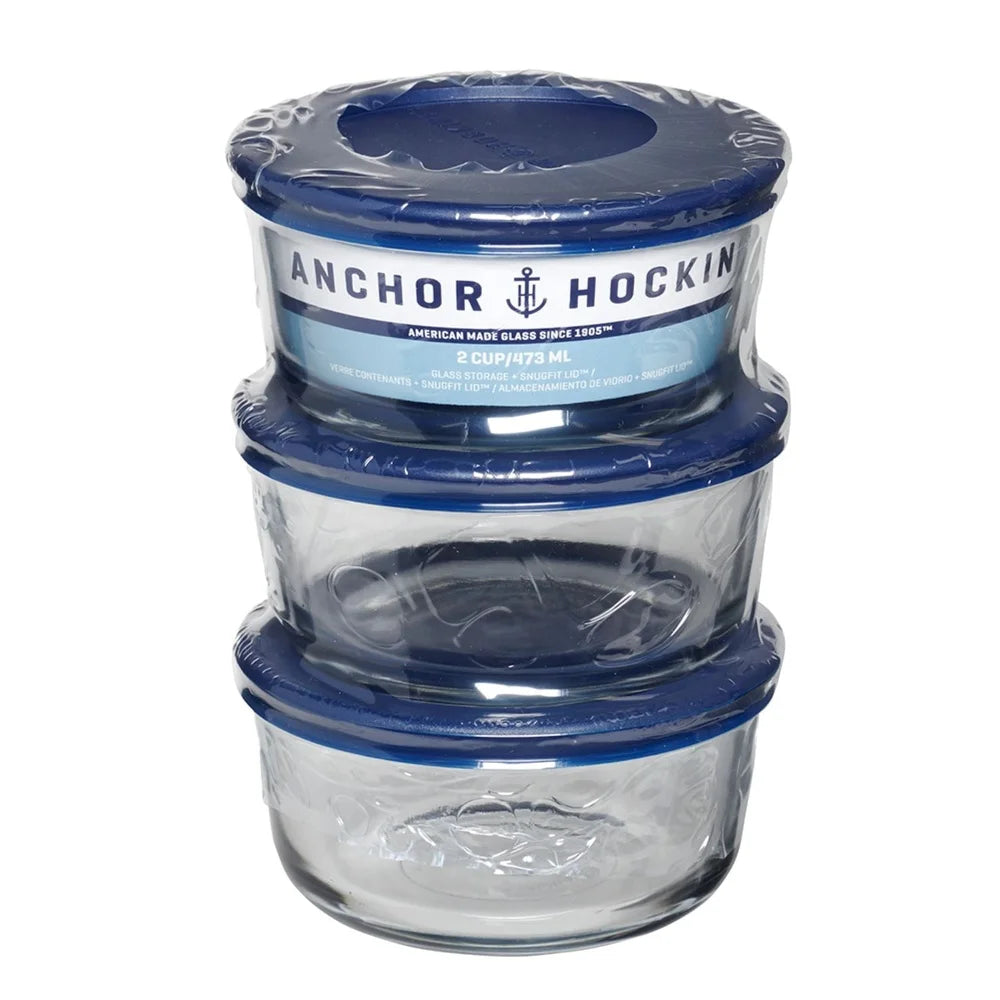 Glass Storage Containers Set of 3 BPA Free Microwave Safe