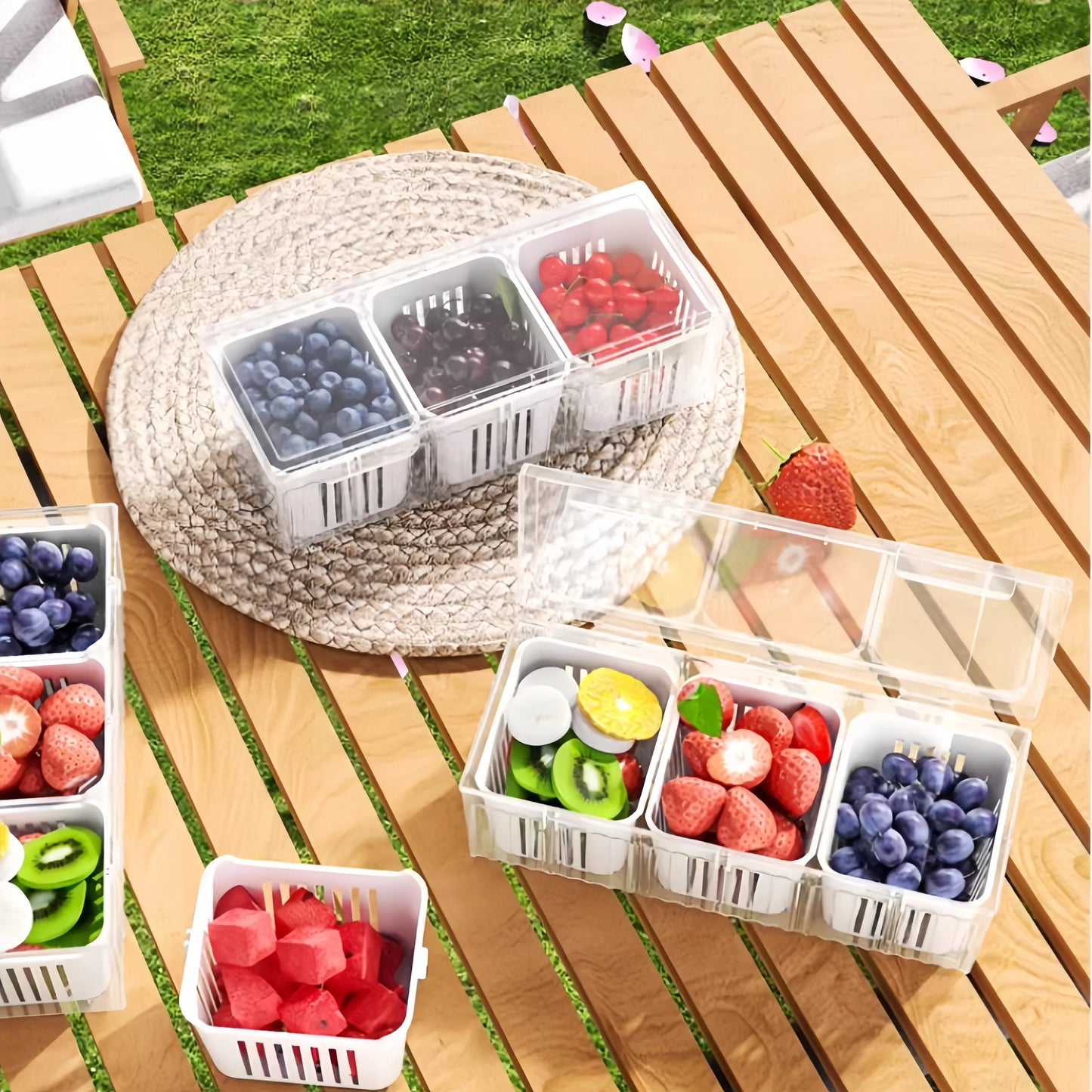 Kitchen Refrigerator Storage Set With Lid And Detachable Compartments