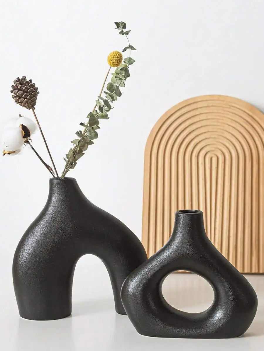 Modern Bohemian Rattan Grass Asymmetrical Vase For Wedding Decor