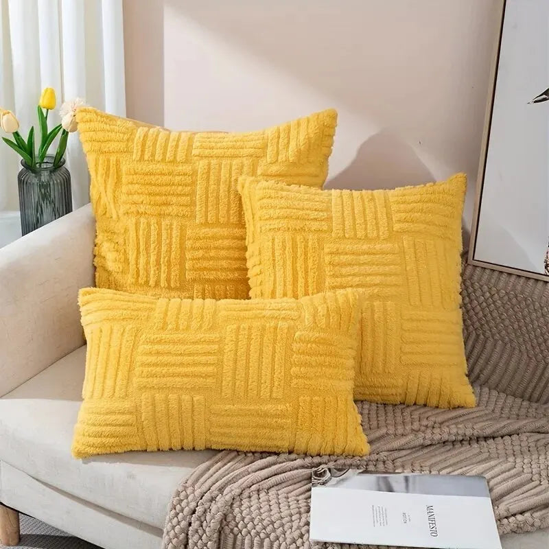 NONECN Boho Faux Fur Plush Throw Pillow Cover Sofa