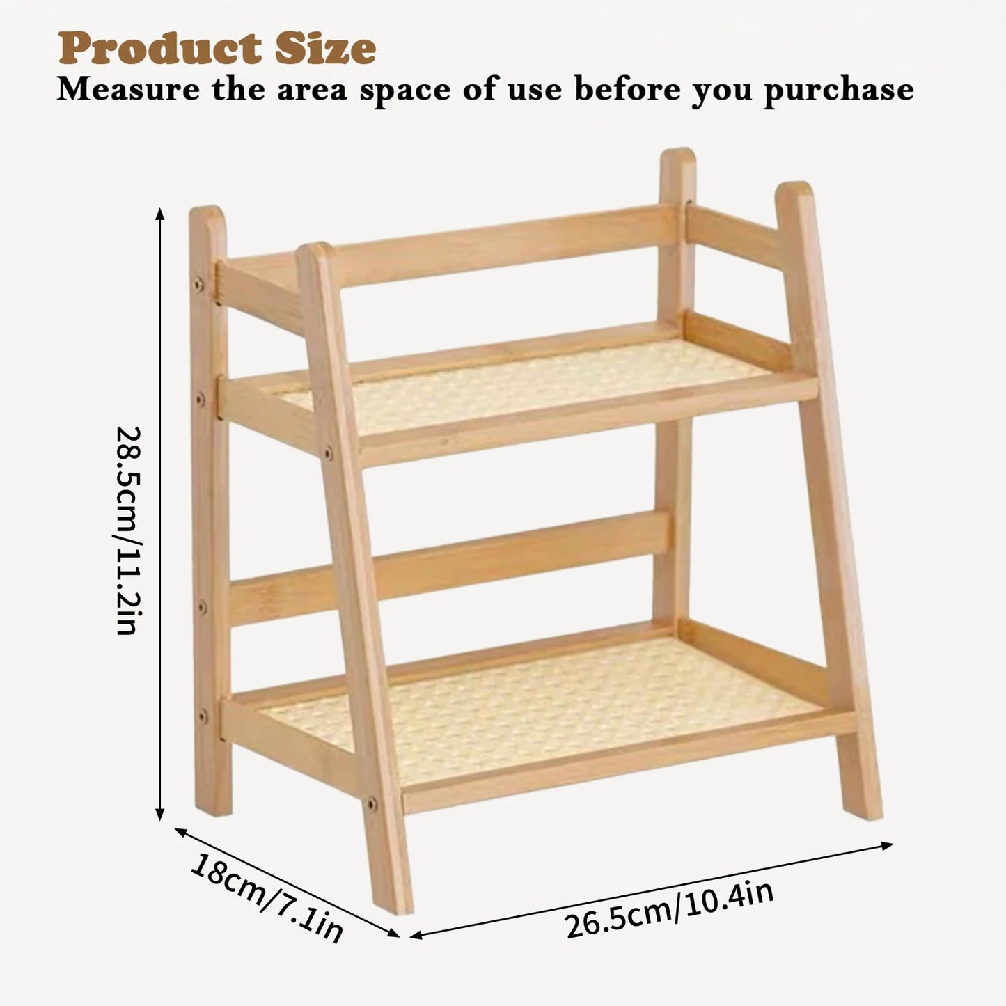 Double Layer Desktop Organizer Shelf Wooden Storage Rack 2 Tiers