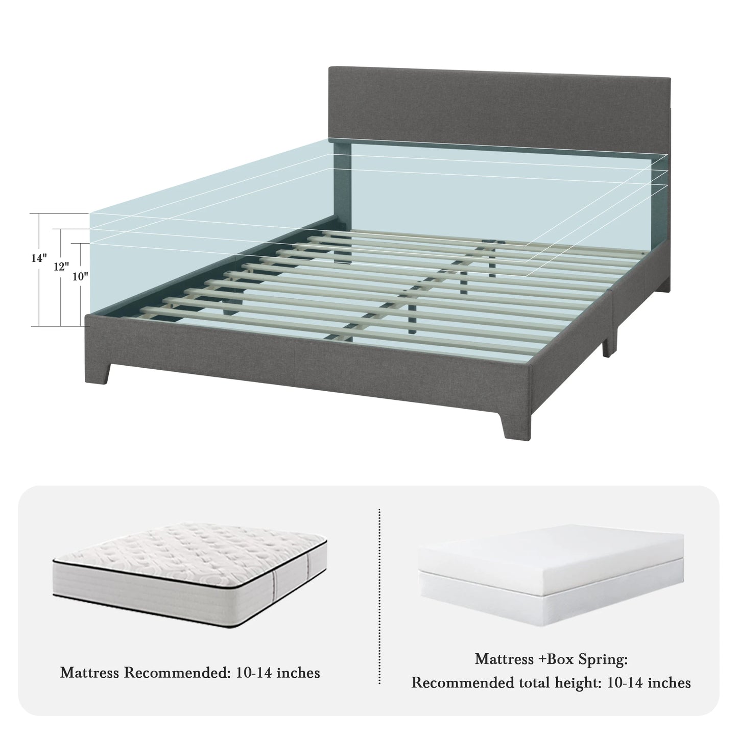 HOOMICH Upholstered Bed Frame With Adjustable Headboard Soft Linen Fabric