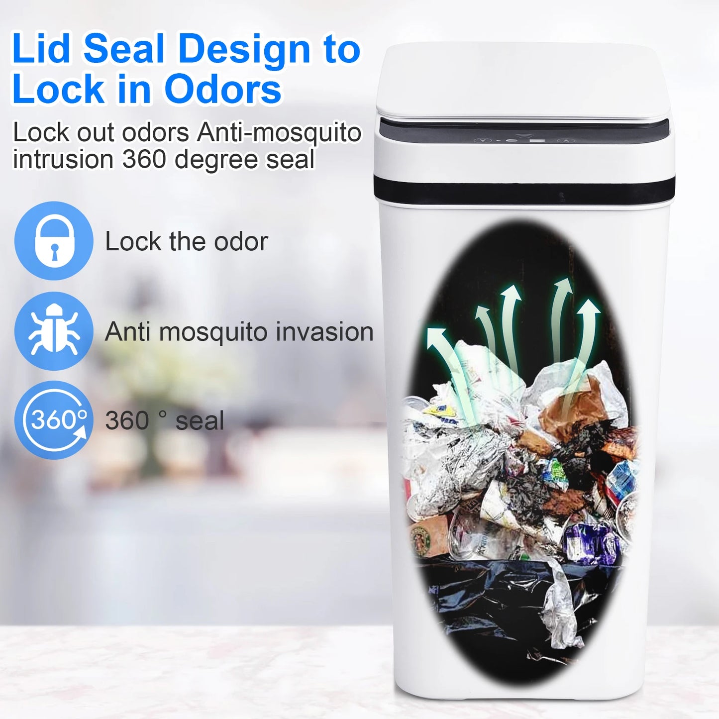 NONECN 2 Pack Bathroom Touchless Sensor Trash Cans With Lid