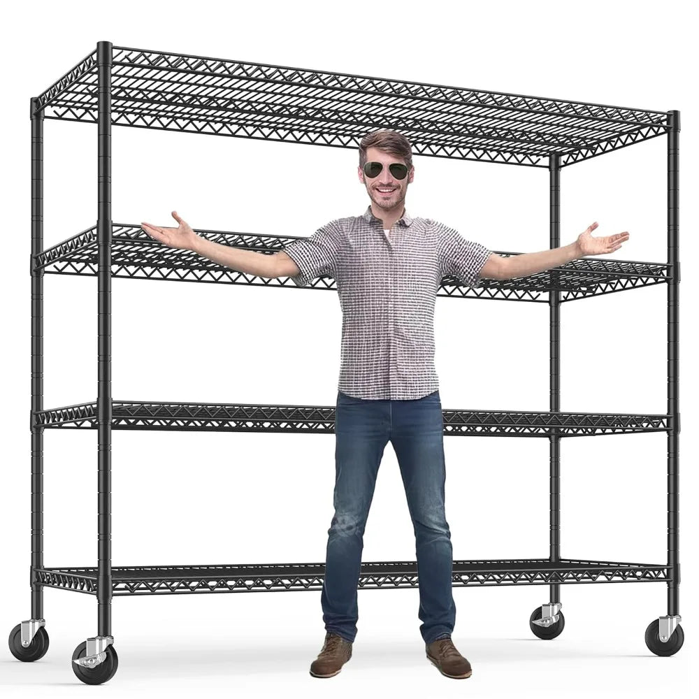 Heavy Duty Metal Storage Shelving Unit on Wheels for Garage