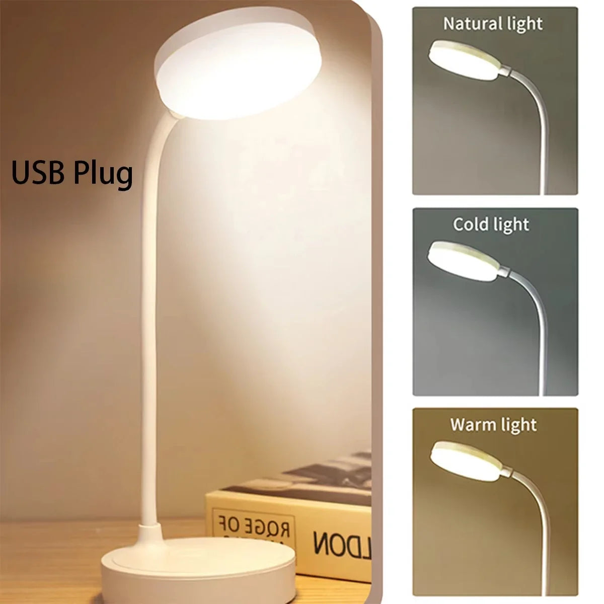 Flexible LED Desk Lamp With 3 Level Dimmer USB Powered