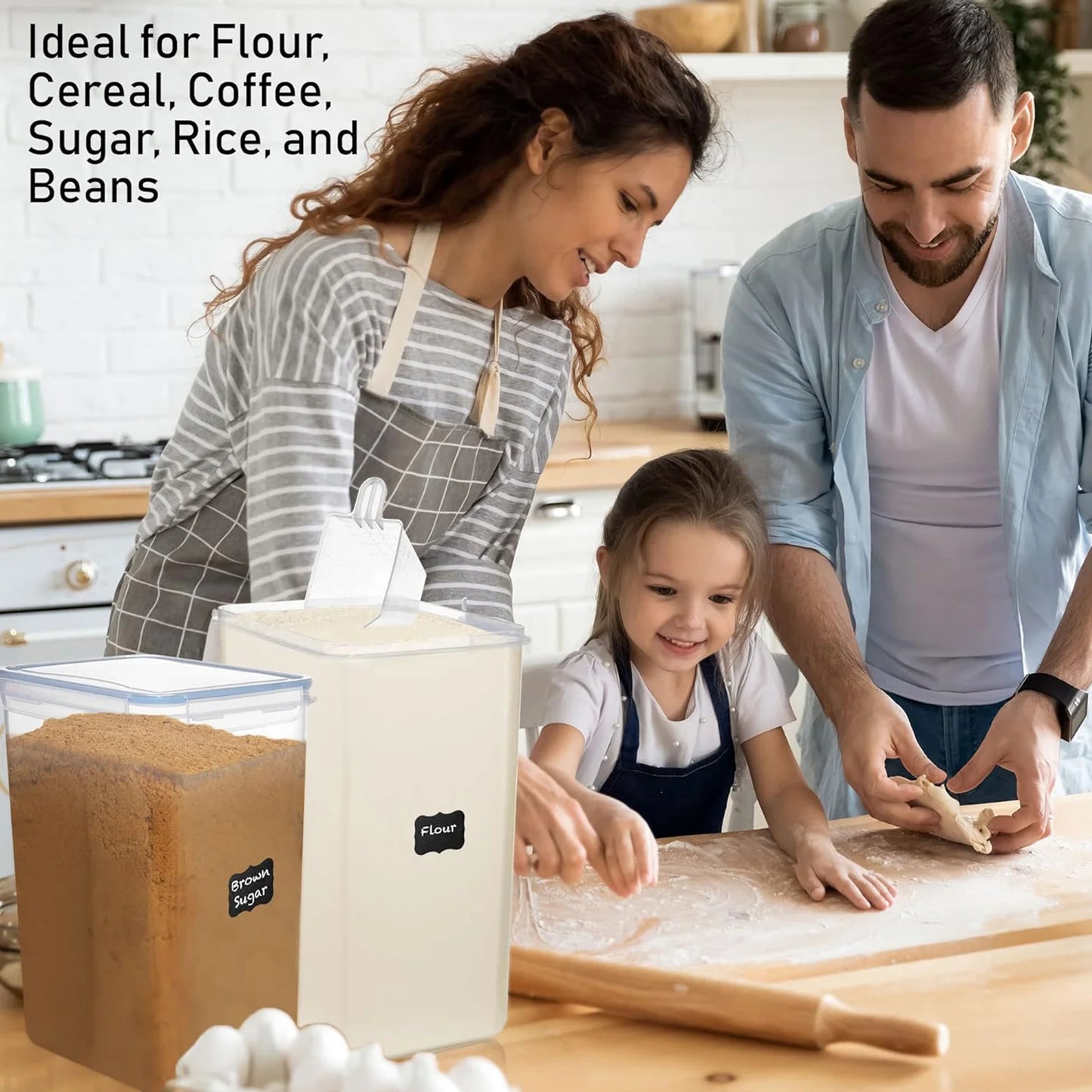 Airtight Pantry Storage Containers 2-Pack For Flour And Sugar