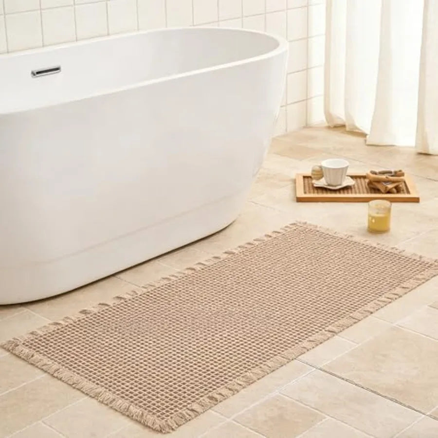 NONECN Waffle Bath Mat Non Slip Runner Quick Dry Absorbent