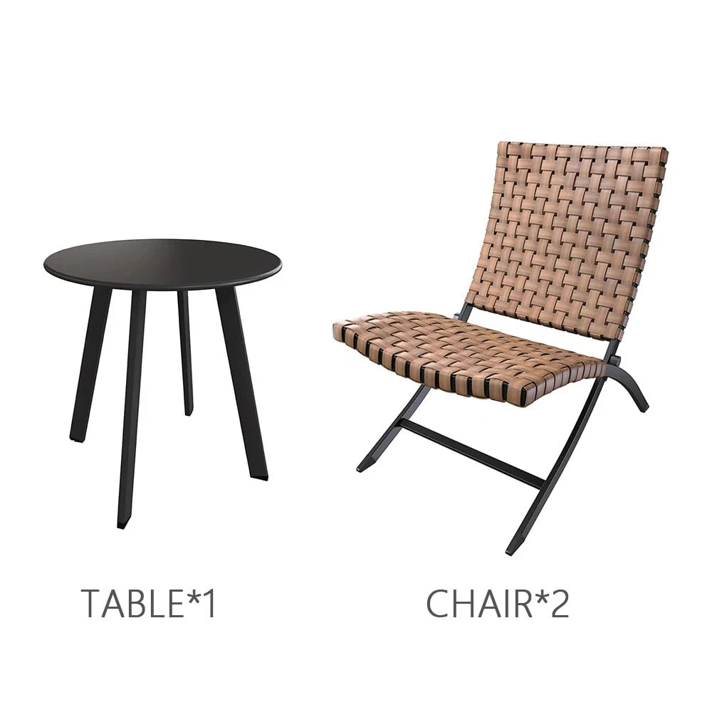 Grand Patio 3 Piece Leather Texture Wicker Outdoor Chairs Set