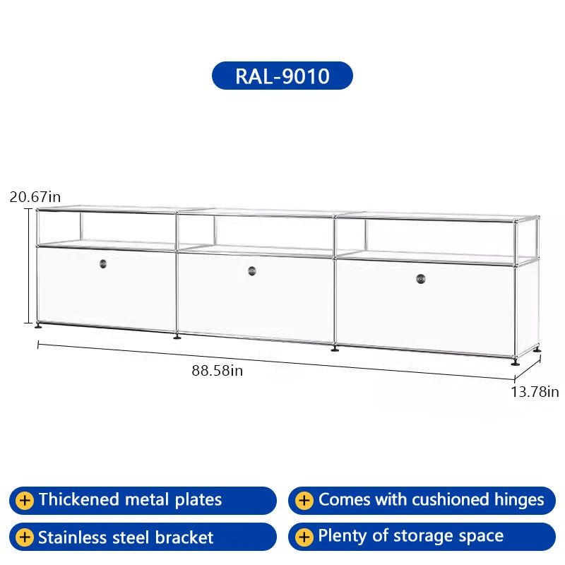 Bigcityfur Tv Stand Metal Storage Cabinet For Living Room