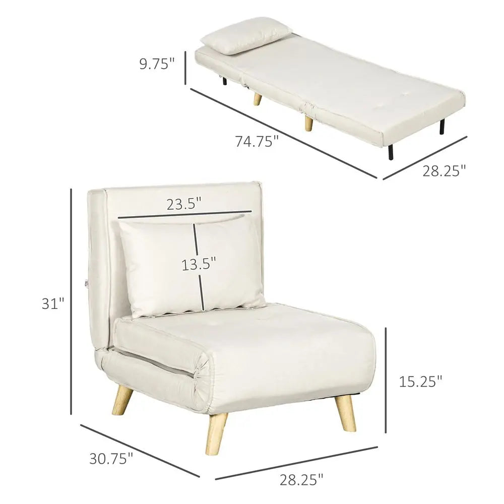Convertible Chair Bed 2-In-1 Sofa Bed With Adjustable Backrest