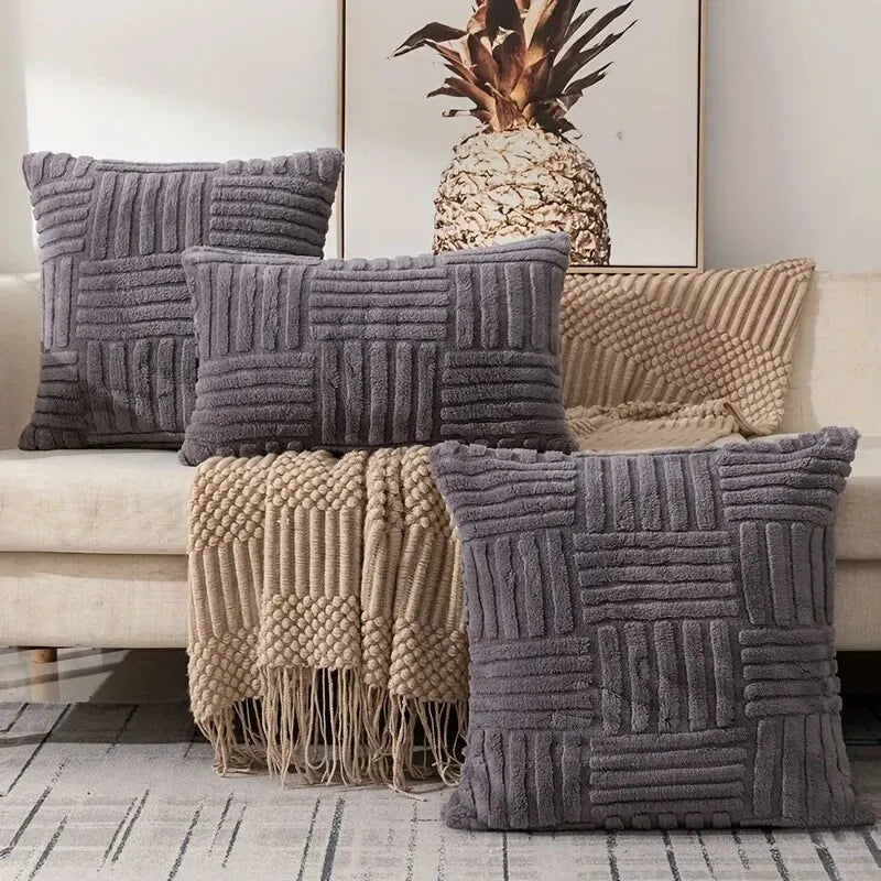 NONECN Boho Faux Fur Plush Throw Pillow Cover Sofa