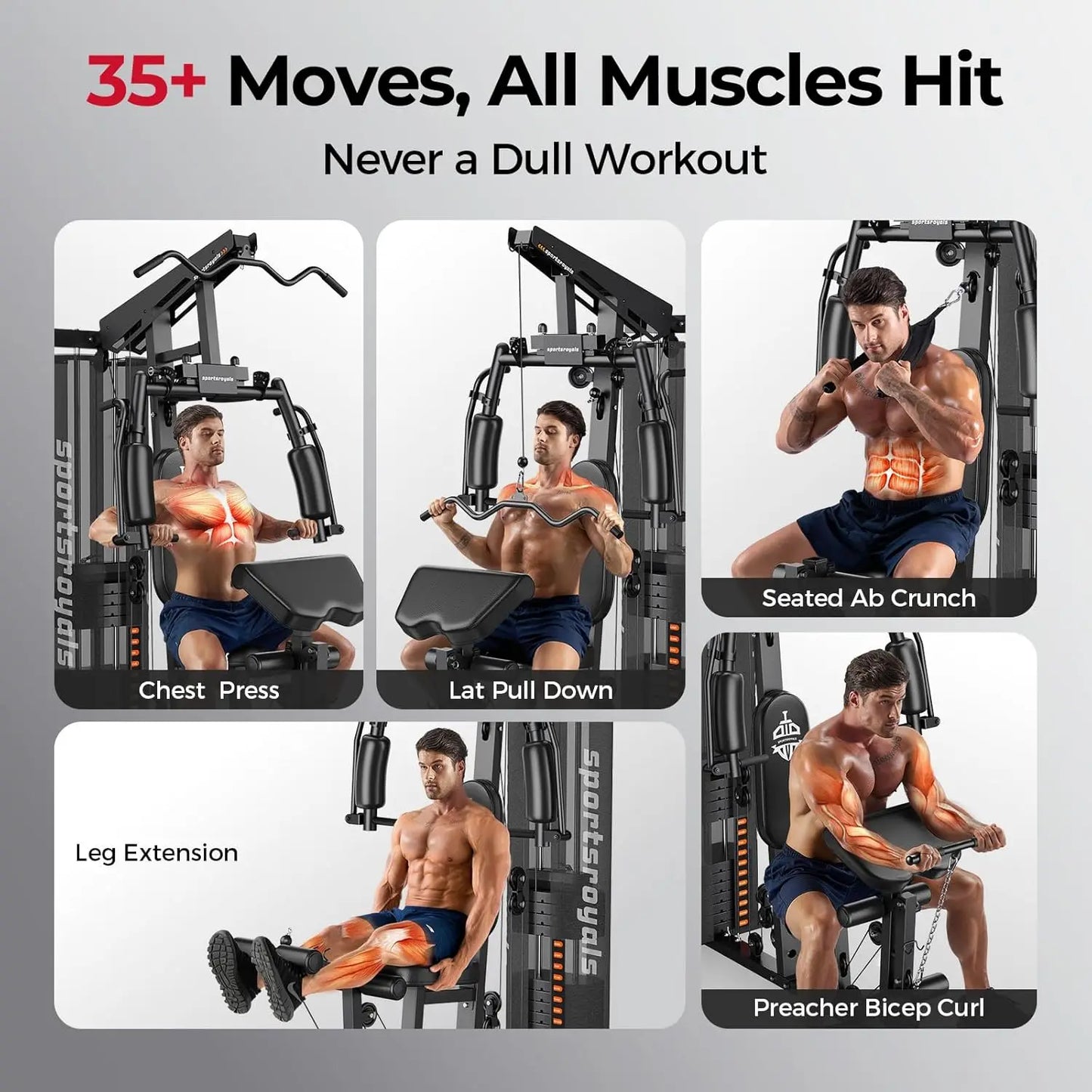 FED Fitness Home Gym System With Weight Stack And Pulley