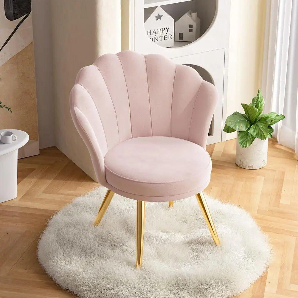 Elegant Velvet Tufted Accent Chair With Gold Metal Legs
