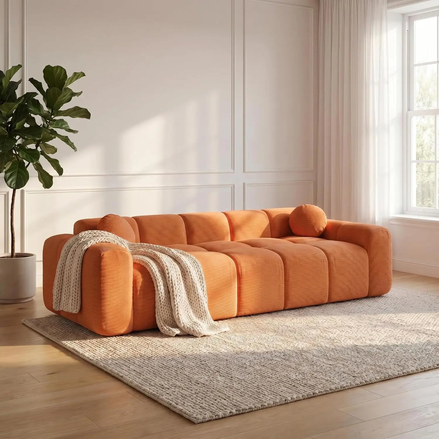 Cloud Corduroy 3 Seater Sofa Modern Oversized Loveseat