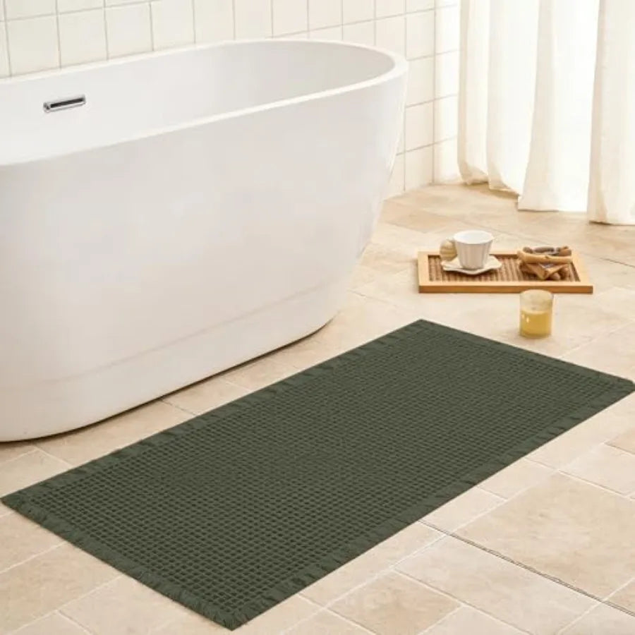 NONECN Waffle Bath Mat Non Slip Runner Quick Dry Absorbent