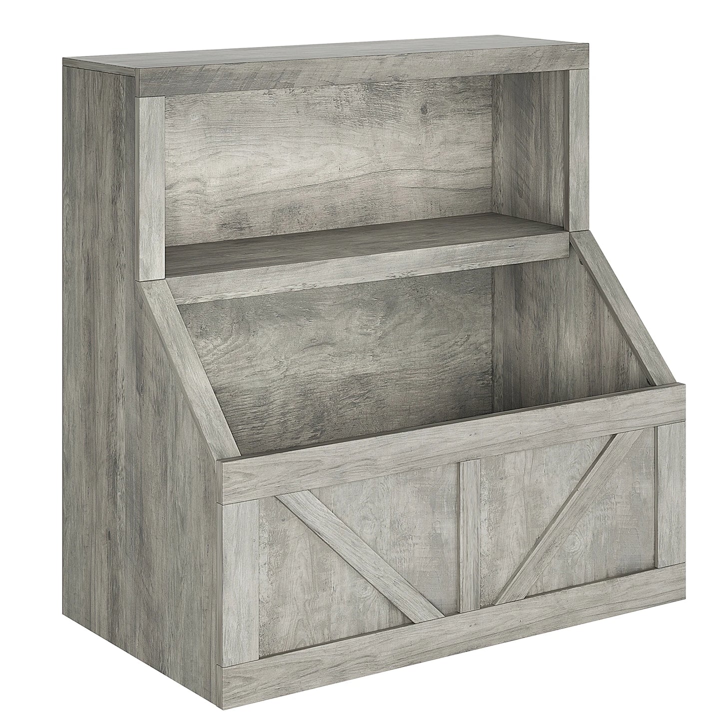 Wooden Kids Bookshelf With Cubby Toy Storage Organizer
