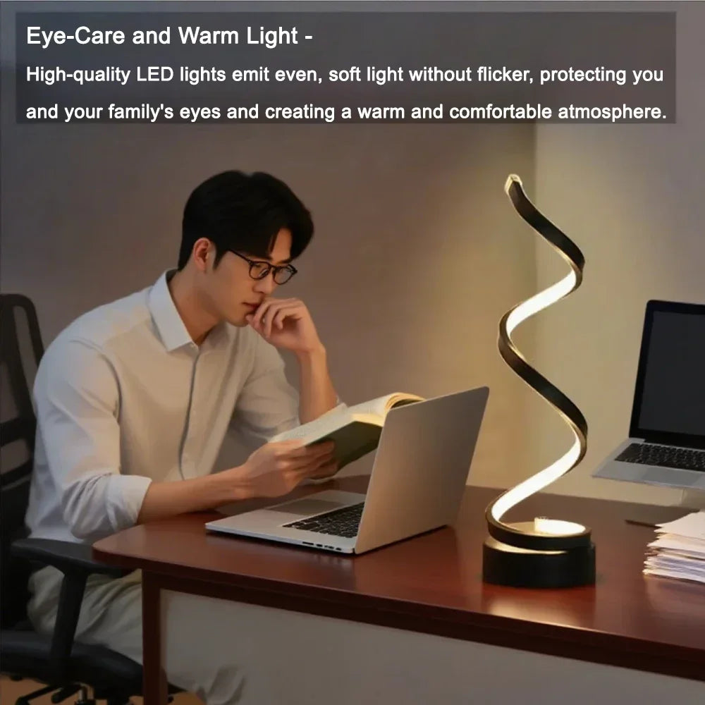 HomeFish LED Spiral Dimmable Table Lamp For Home Office