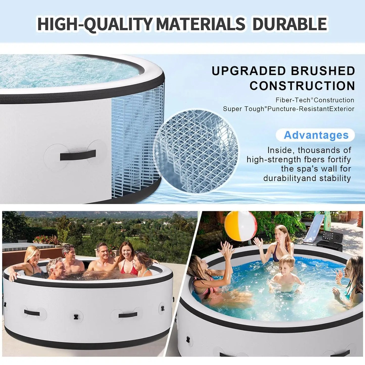 Inflatable Bathtub Spa Pool Massage Hot Tub With Bubble Jets