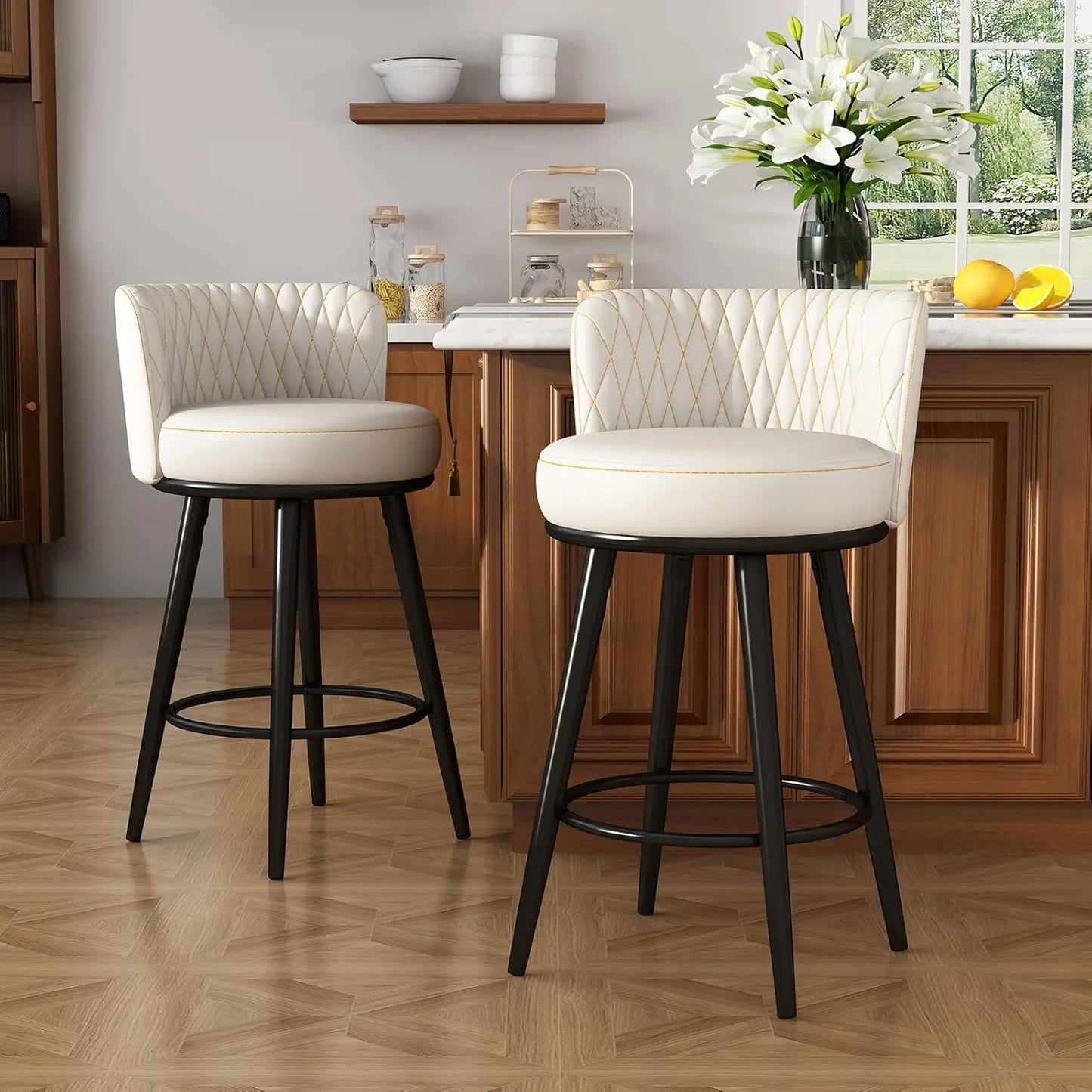 GUANGBAI Bar Stools Set Of 2 Modern Counter Height Upholstered