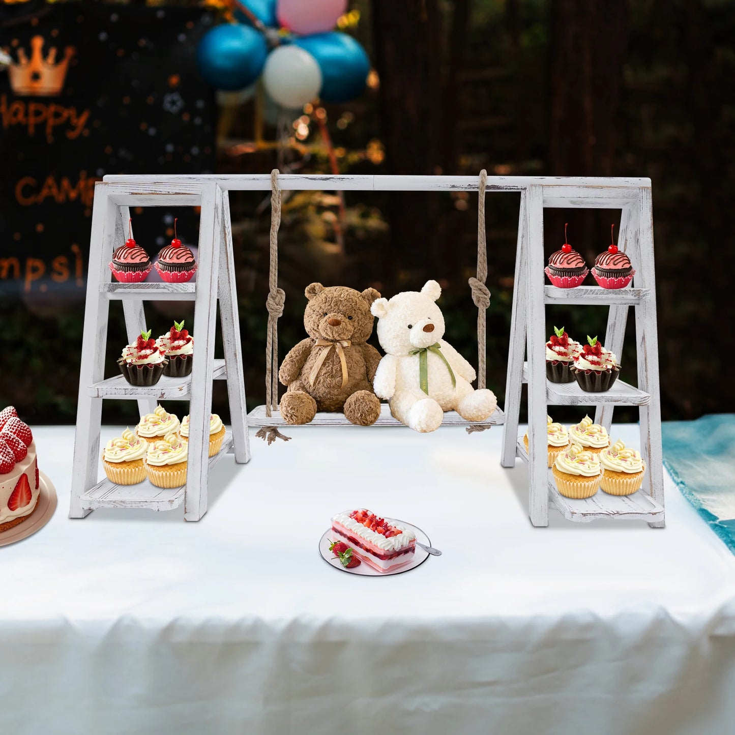 Bymaocar Eco Friendly 3 Tier Serving Ladder Stand Dessert Display