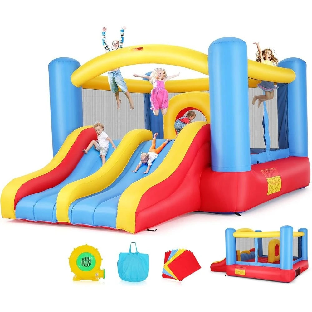 Indoor Outdoor Inflatable Bouncy House With Double Slide Obstacle