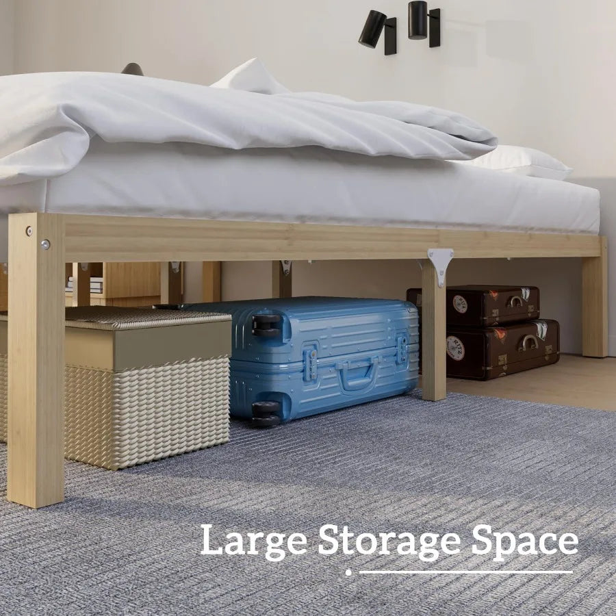 XIUWO Bamboo Bed Frame Platform Bed With Non Slip Slats