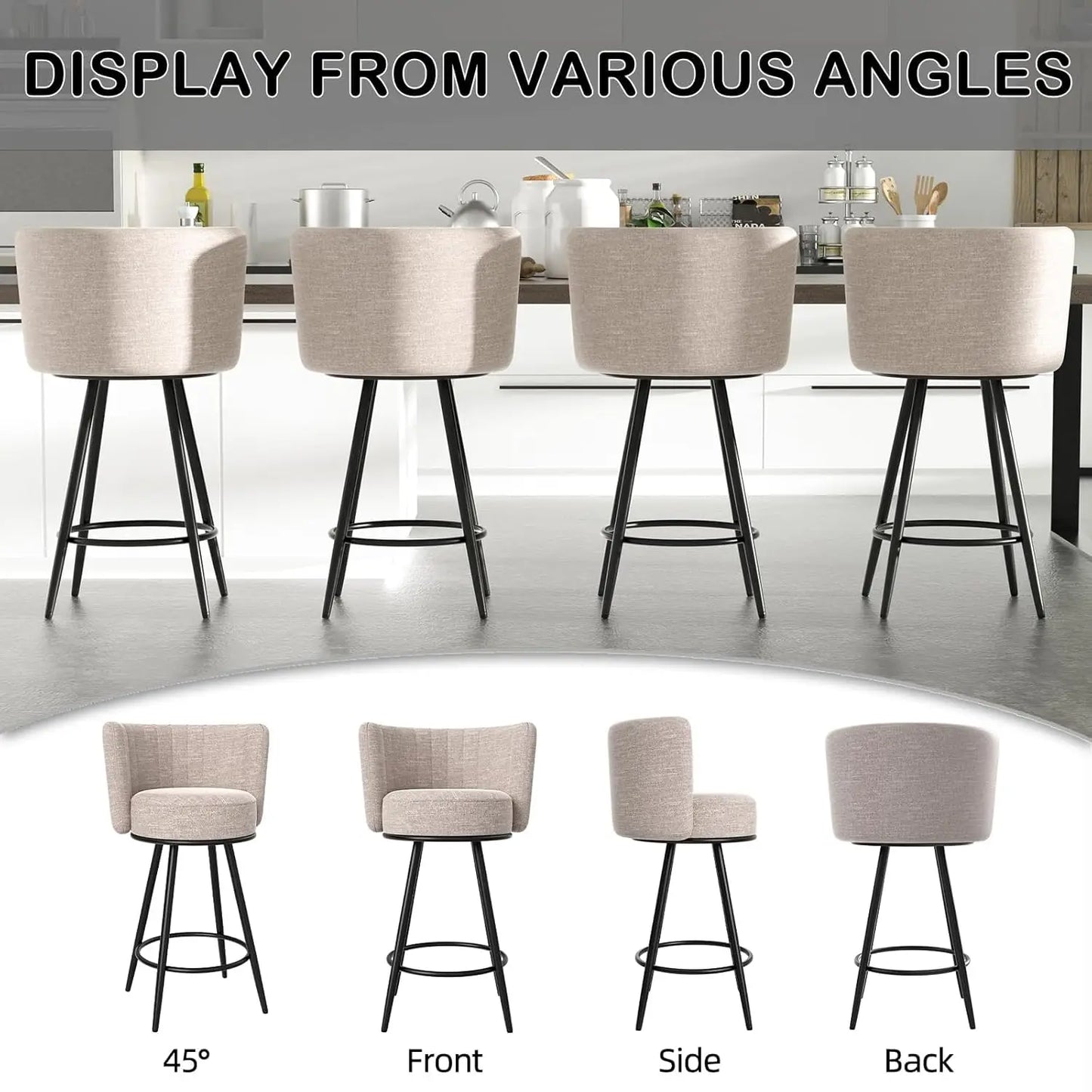 GUANGBAI Bar Stools Set Of 2 Modern Counter Height Upholstered