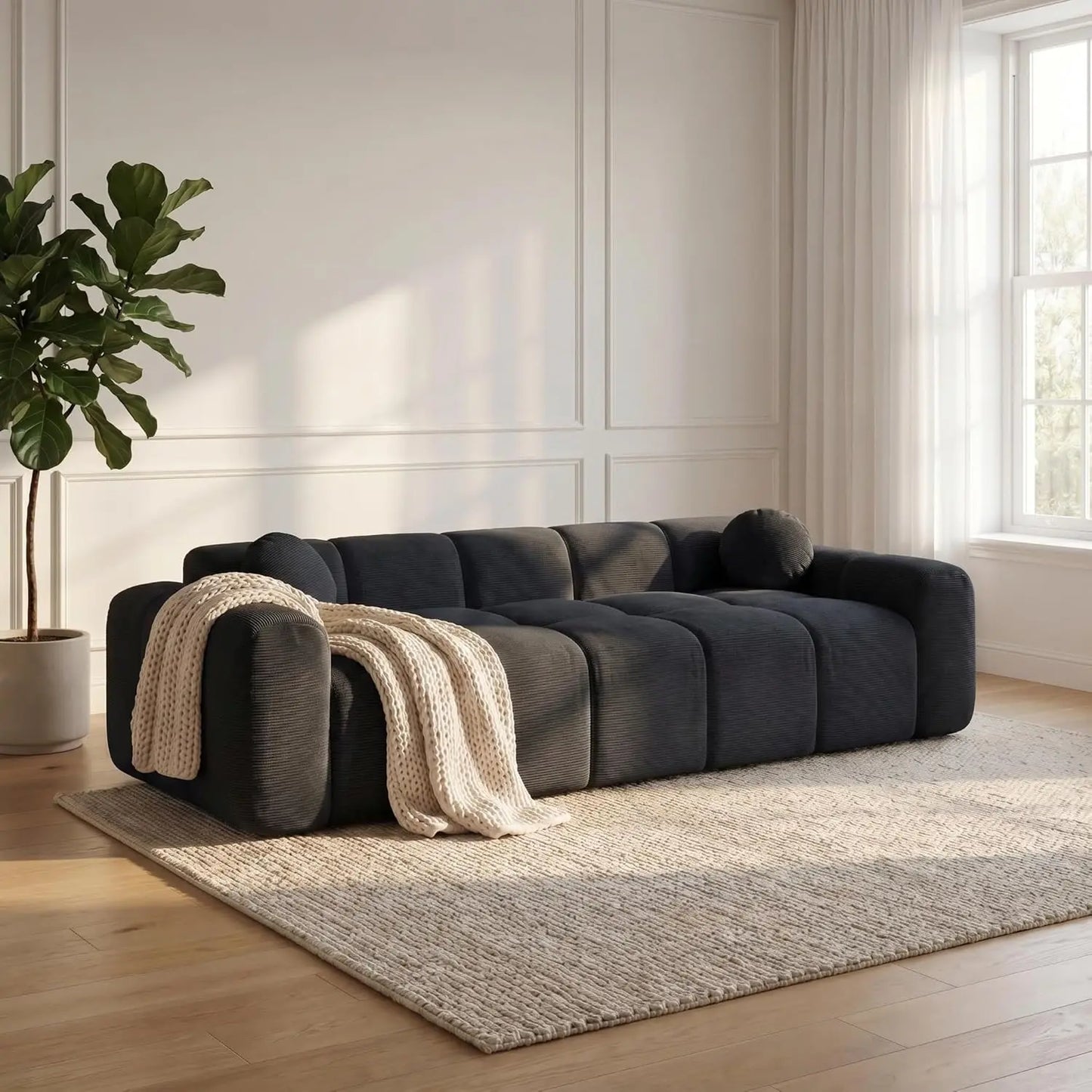 Cloud Corduroy 3 Seater Sofa Modern Oversized Loveseat