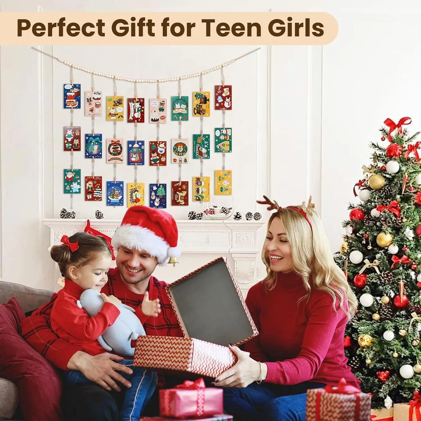 Wooden Bead Garland Hanging Photo Display Wall Decor