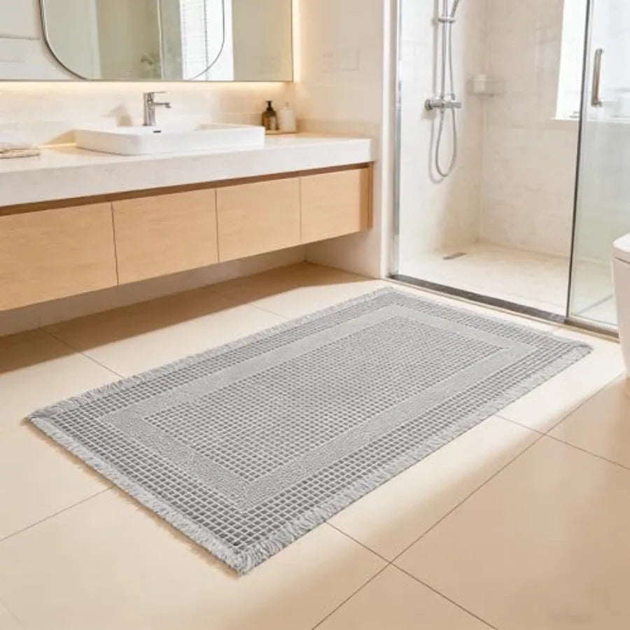 NONECN Waffle Bath Mat Non Slip Runner Quick Dry Absorbent