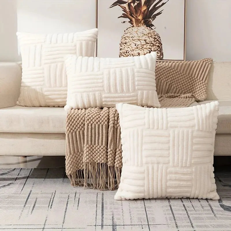 NONECN Boho Faux Fur Plush Throw Pillow Cover Sofa