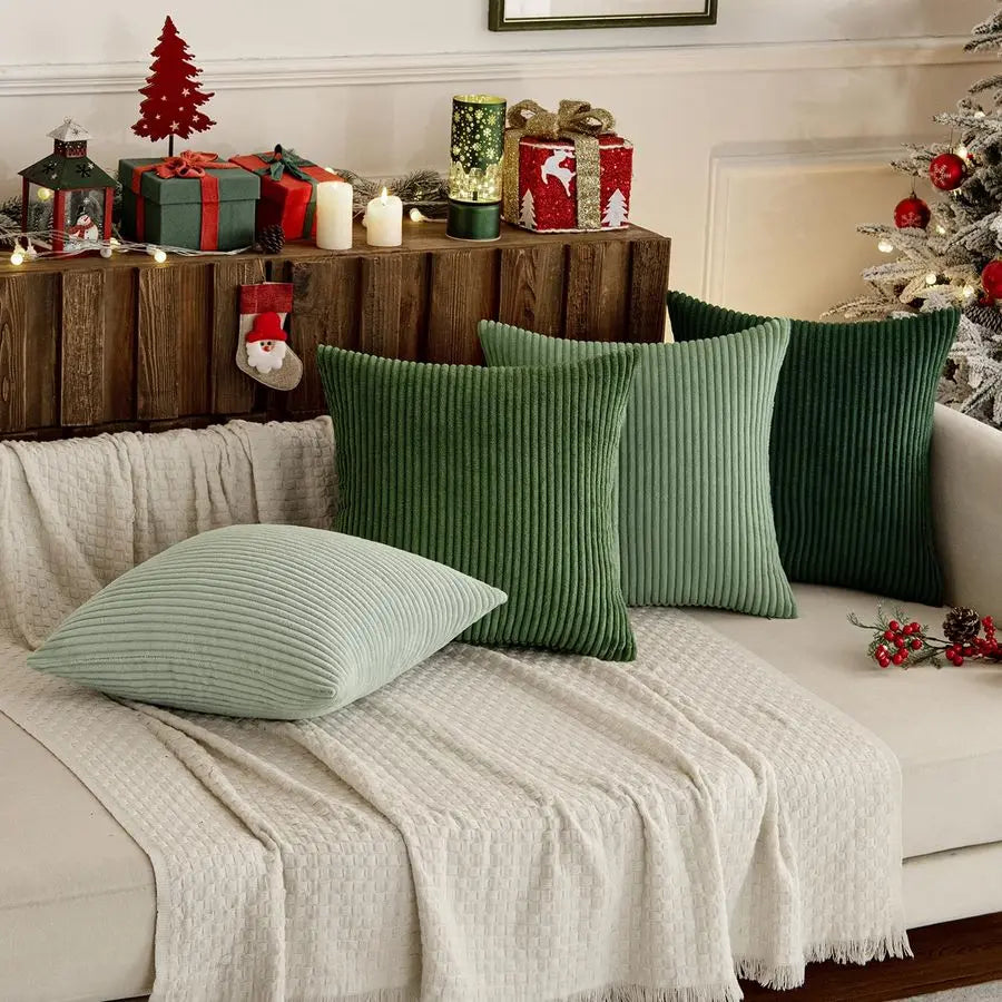 Boho Farmhouse Throw Pillow Covers Set Of 4 Corduroy Decor