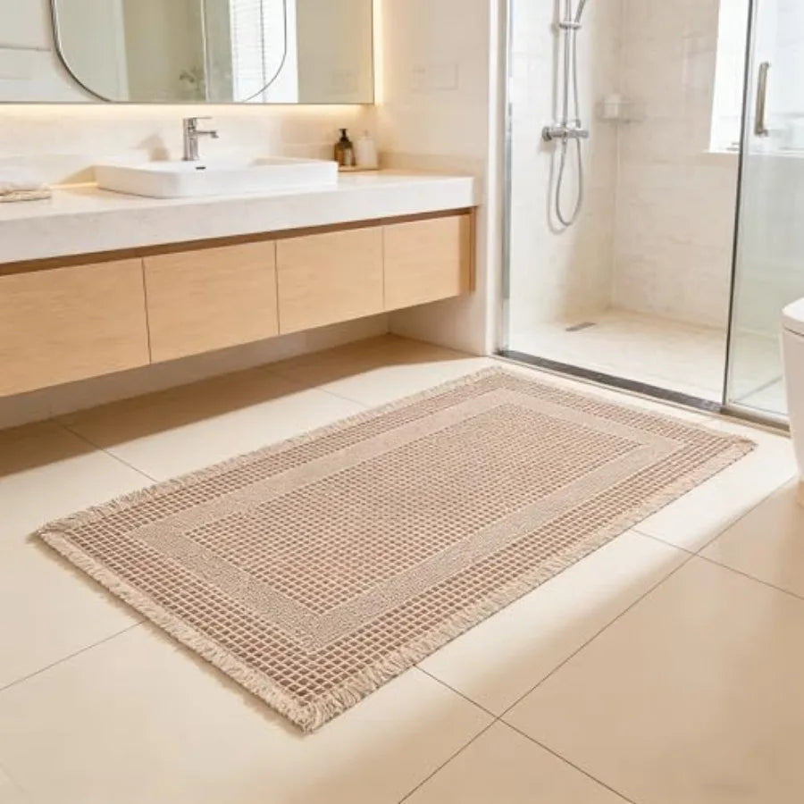 NONECN Waffle Bath Mat Non Slip Runner Quick Dry Absorbent