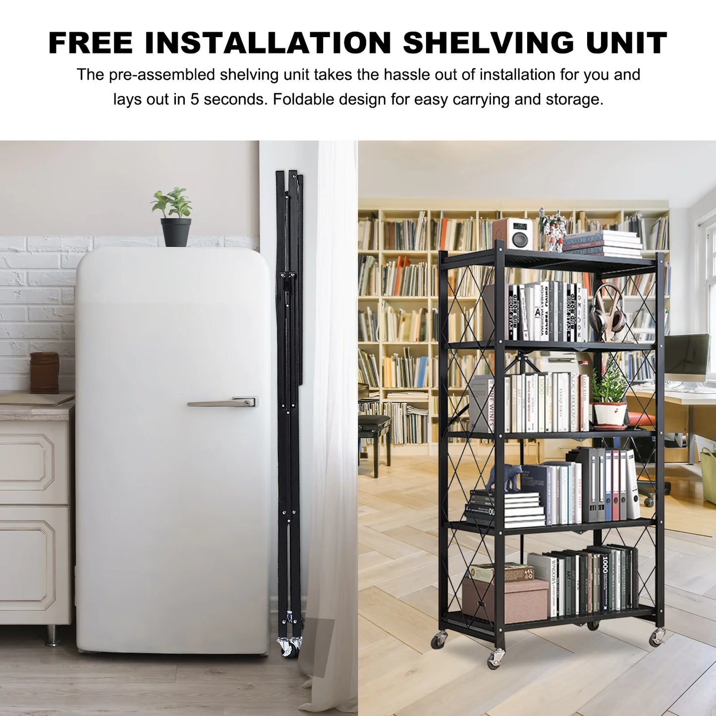 Heavy Duty 5 Tier Metal Storage Shelving On Wheels