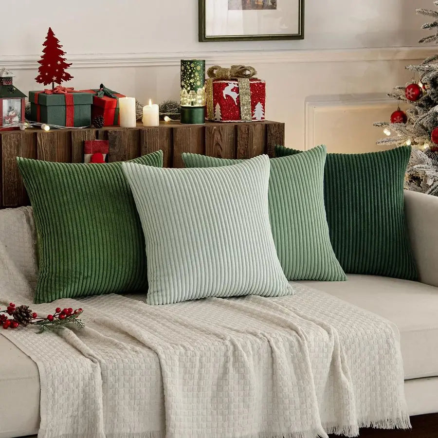 Boho Farmhouse Throw Pillow Covers Set Of 4 Corduroy Decor