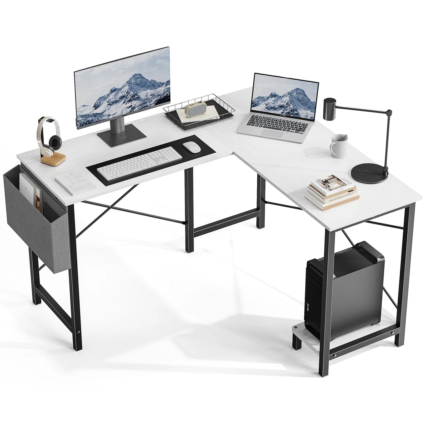 JHK Gaming Corner L Shaped Desk With CPU Storage Shelf