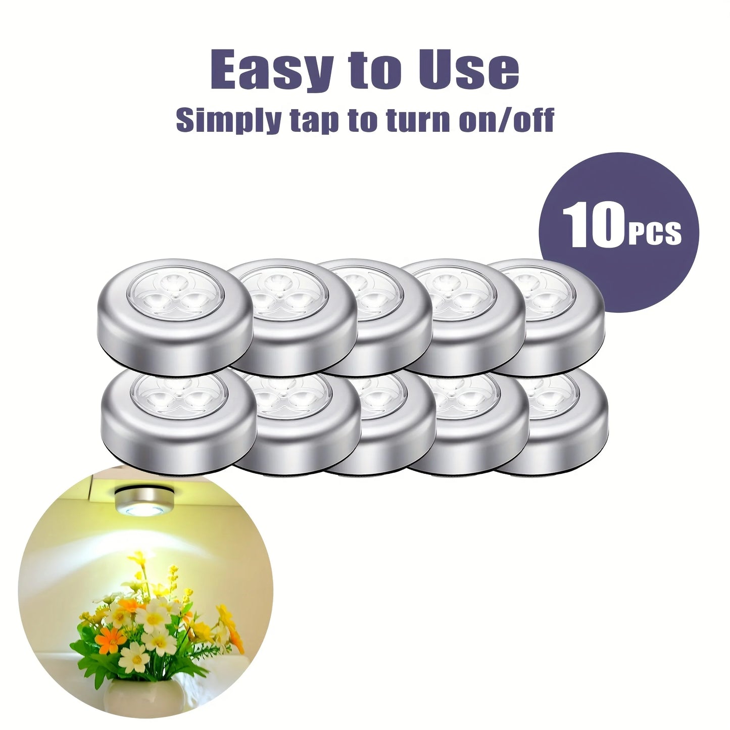 Mini LED Night Light Self Adhesive Push Light for Hallways