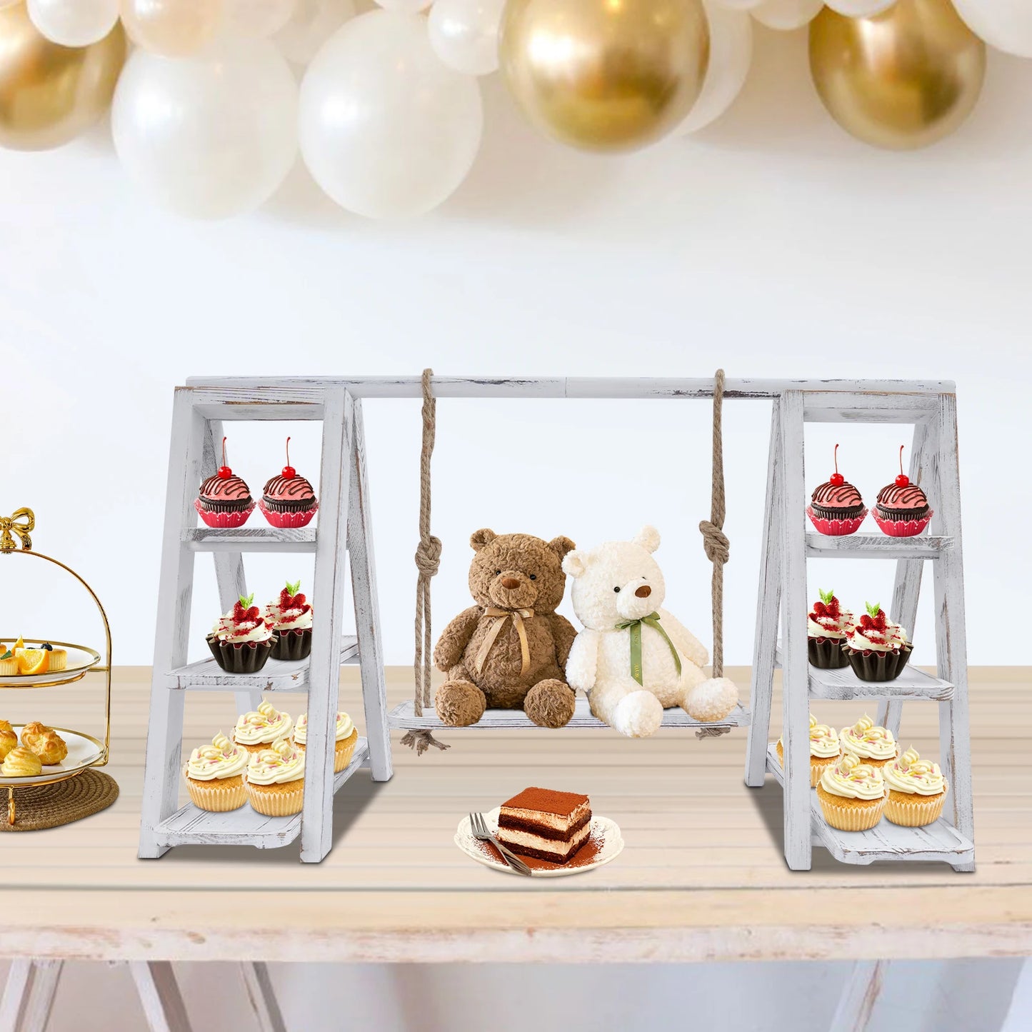 Bymaocar Eco Friendly 3 Tier Serving Ladder Stand Dessert Display