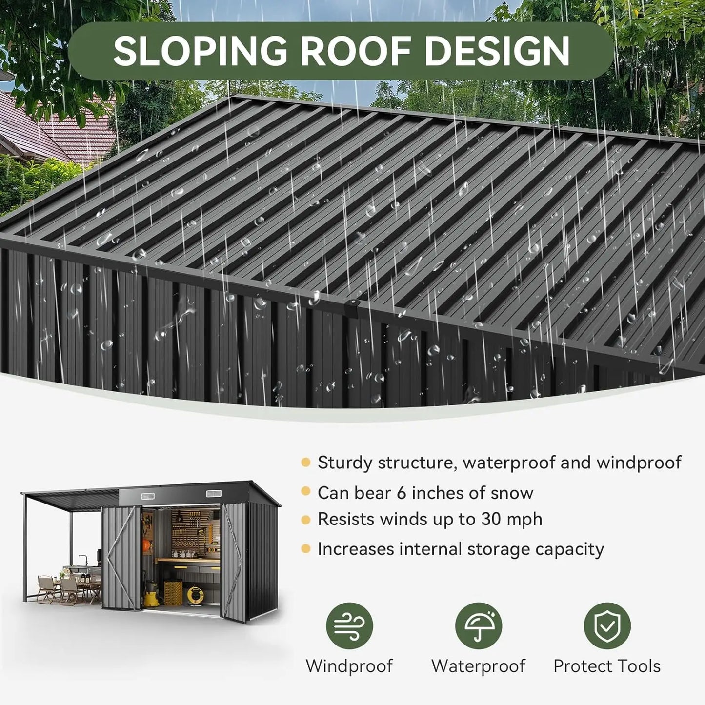 Metal Storage Shed Gazebo Combo 2 In 1 Leanto Organizer