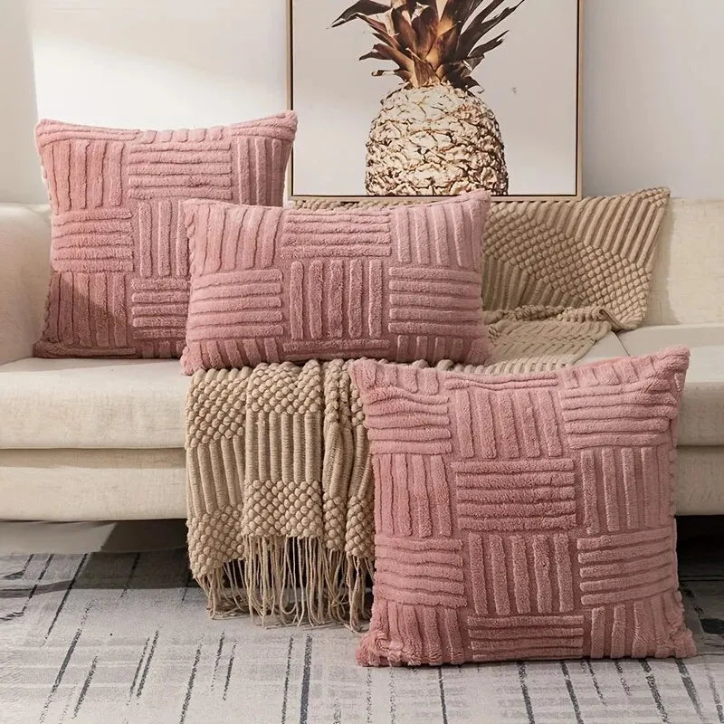 NONECN Boho Faux Fur Plush Throw Pillow Cover Sofa