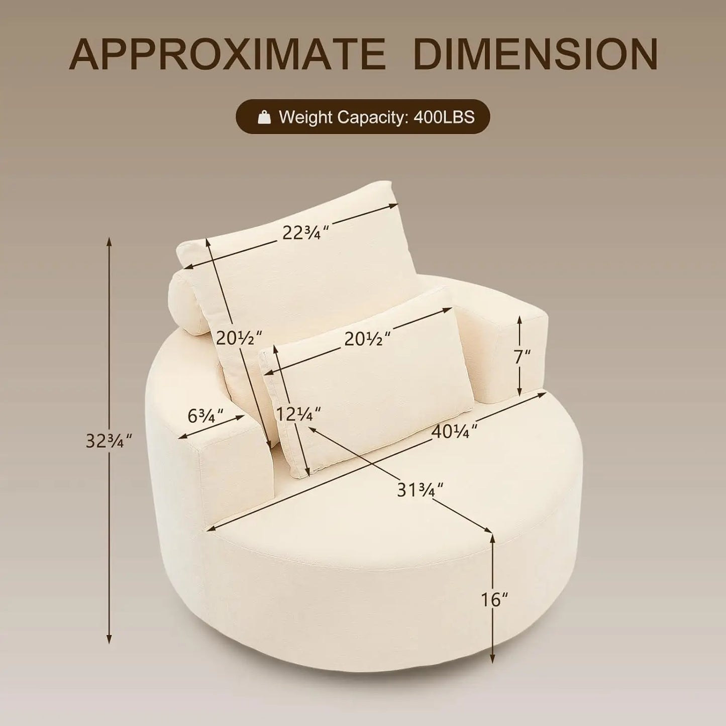 Chenille Barrel Chair With High Resilience Sponge For Living Room