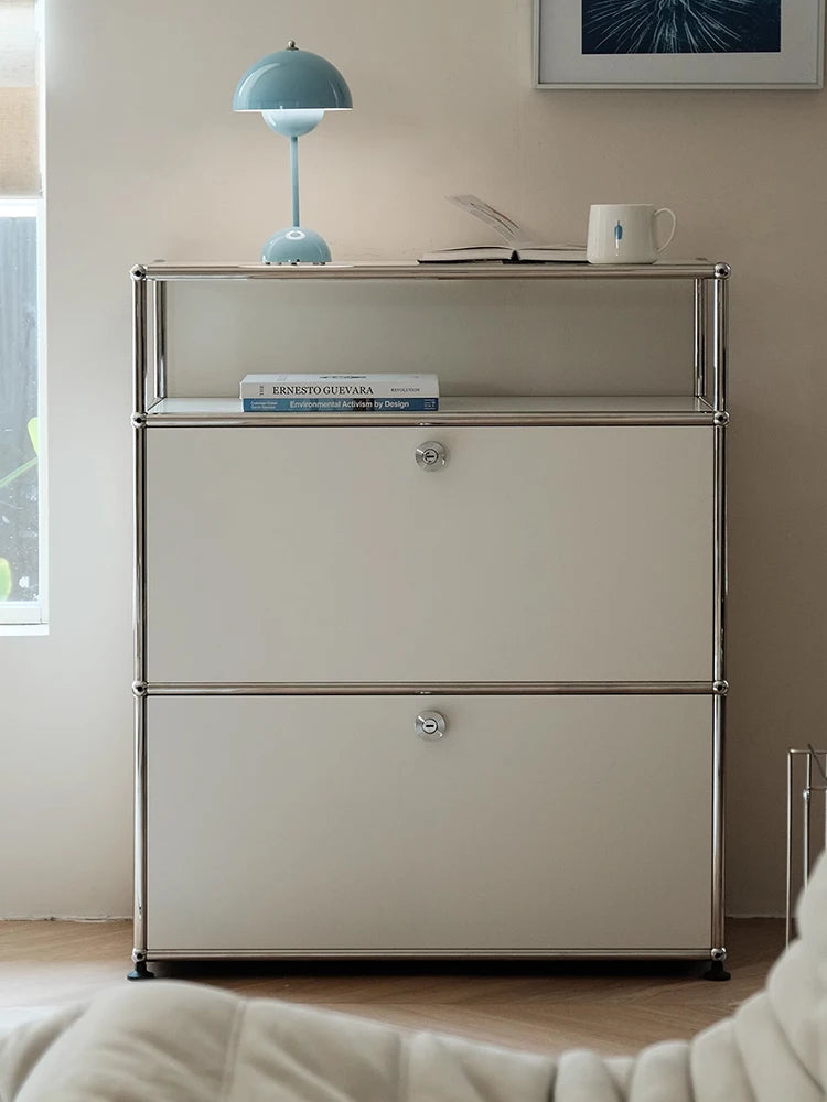 Bigcityfur Tv Stand Metal Storage Cabinet For Living Room