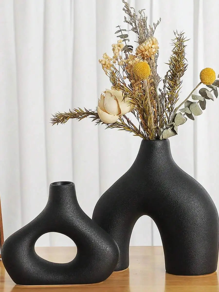 Modern Bohemian Rattan Grass Asymmetrical Vase For Wedding Decor