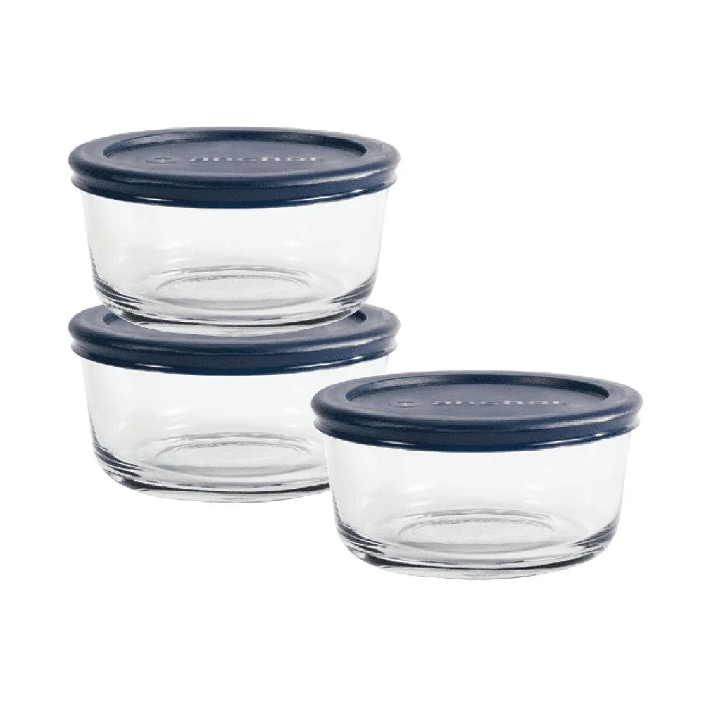 Glass Storage Containers Set of 3 BPA Free Microwave Safe