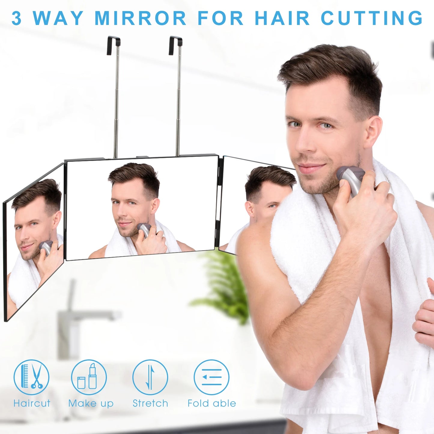 Three Way Hair Cutting Mirror For Self Haircut Back View