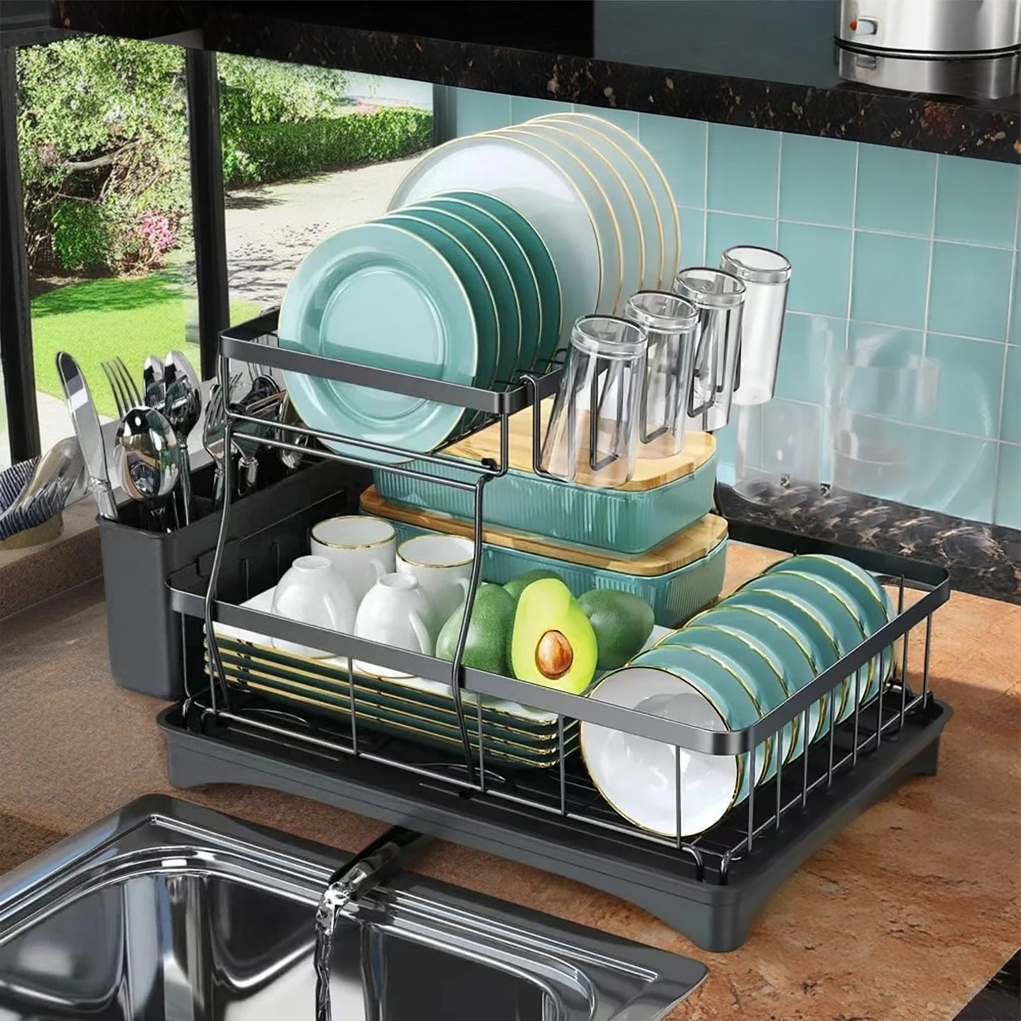 Dish Drying Rack For Kitchen Countertops Removable Draining Rack